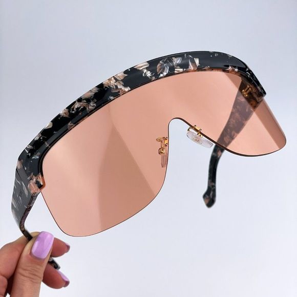 Loewe LW40034U 55S Sunglasses Shiny Coloured Havana Bordeaux Mask Shield Women main image 7